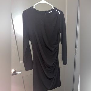 Black long sleeve dress with diamond shoulder embellishments